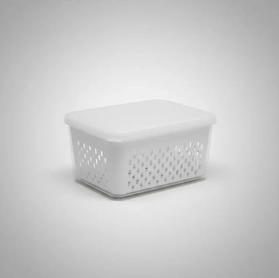 Contenedor Organizador Refrigerador Con Escurridor Y Tapa 5