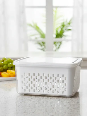 Contenedor Organizador Refrigerador Con Escurridor Y Tapa