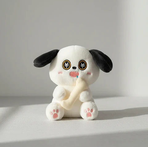 Peluche Perro Kawaii Con Hueso Juguete Suave 21cm