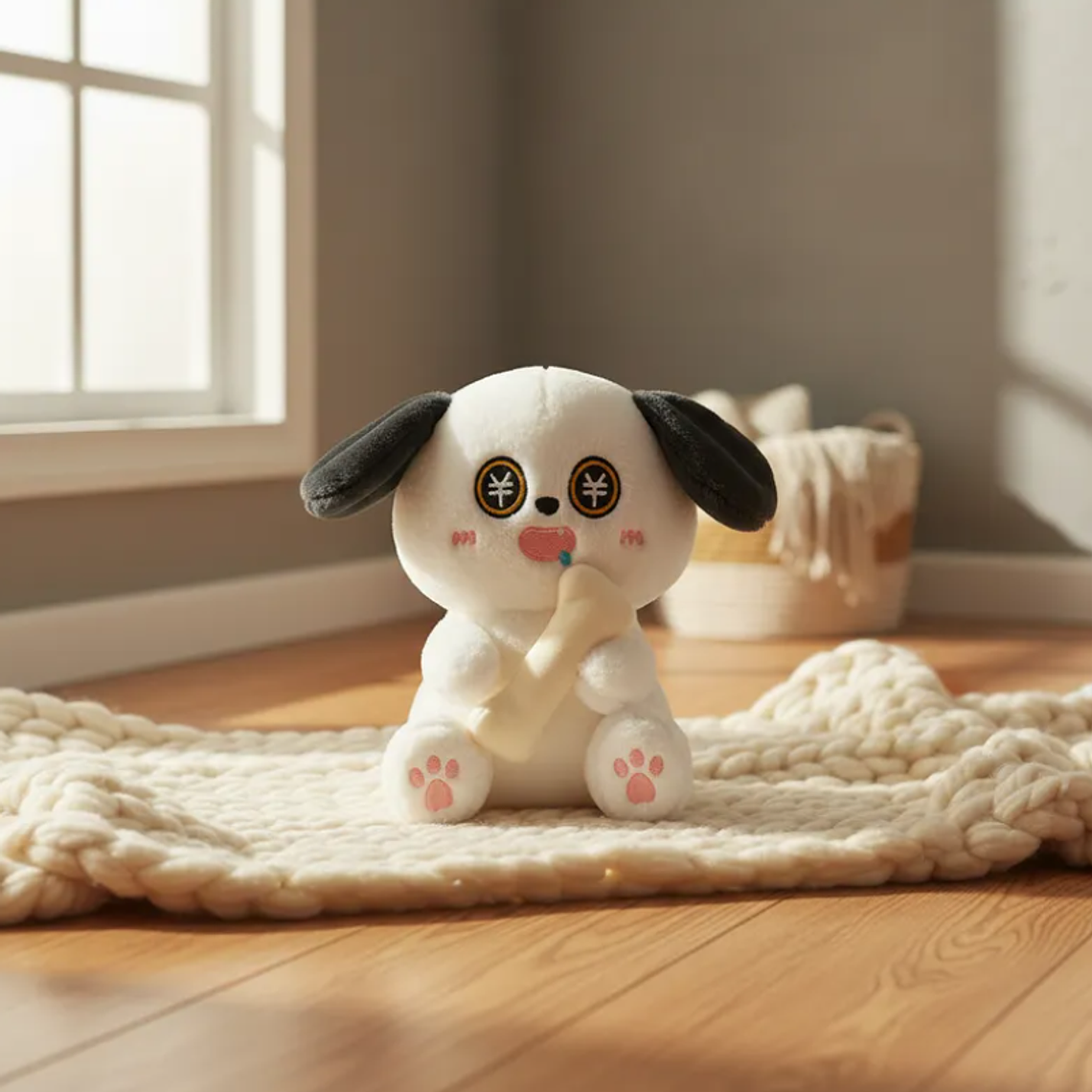Peluche Perro Kawaii Con Hueso Juguete Suave 21cm 3