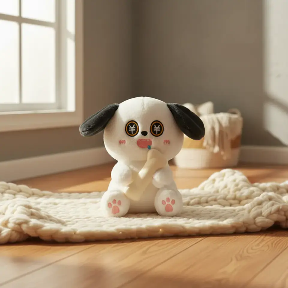 Peluche Perro Kawaii Con Hueso Juguete Suave 21cm 3