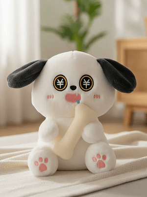 Peluche Perro Kawaii Con Hueso Juguete Suave 21cm