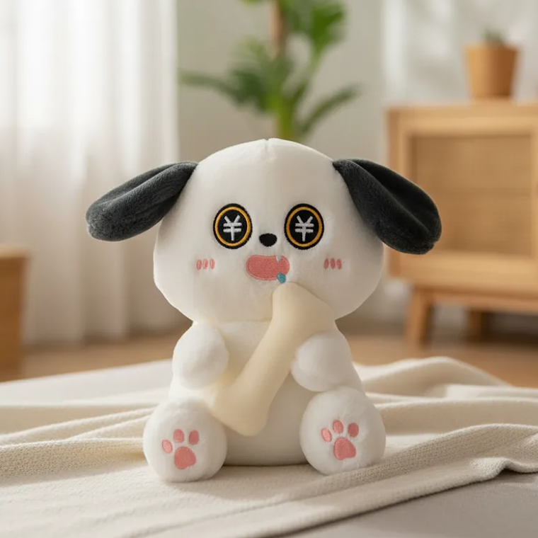 Peluche Perro Kawaii Con Hueso Juguete Suave 21cm 1