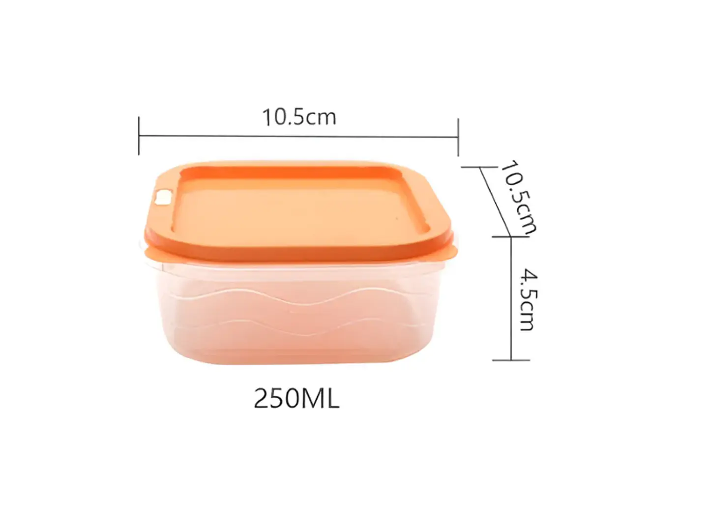 Contenedor Plástico Cuadrado 250ml con Tapa 3