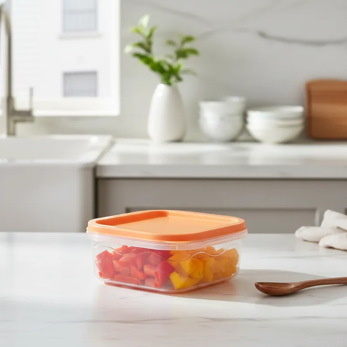 Contenedor Plástico Cuadrado 250ml con Tapa 5