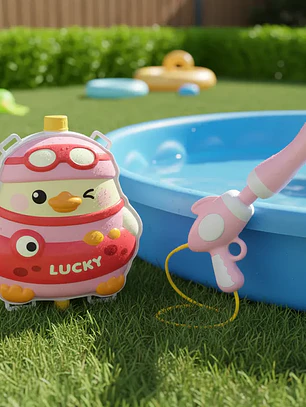 Pistola De Agua Mochila Pato Rosa Para Niños