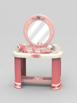 Tocador De Juguete Para Niñas Con Espejo Y Accesorios Rosado