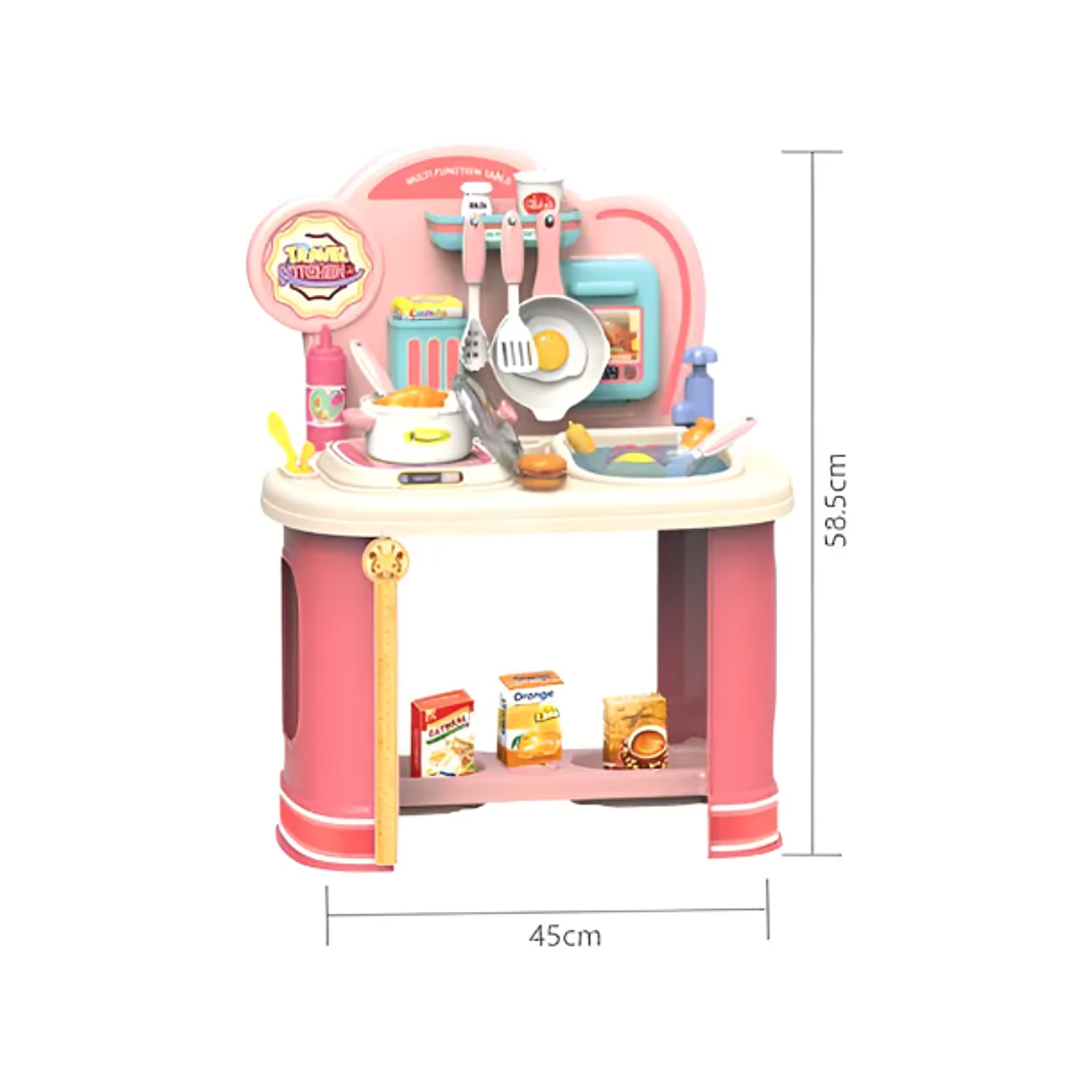 Cocinita De Juguete Infantil Rosada Con Accesorios Para Niñas 3