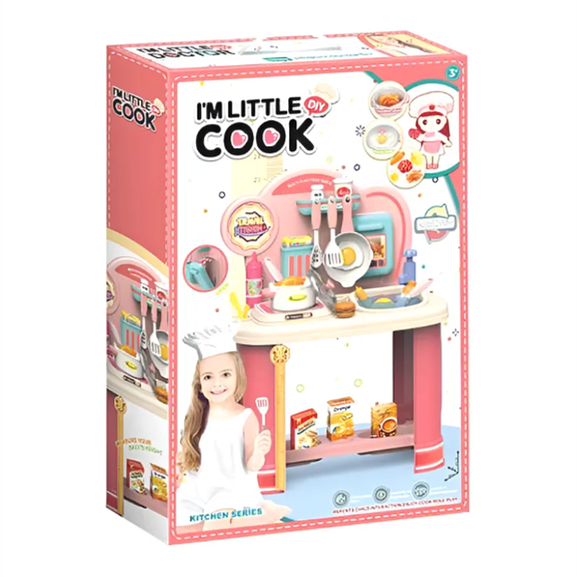 Cocinita De Juguete Infantil Rosada Con Accesorios Para Niñas 4