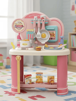 Cocinita De Juguete Infantil Rosada Con Accesorios Para Niñas