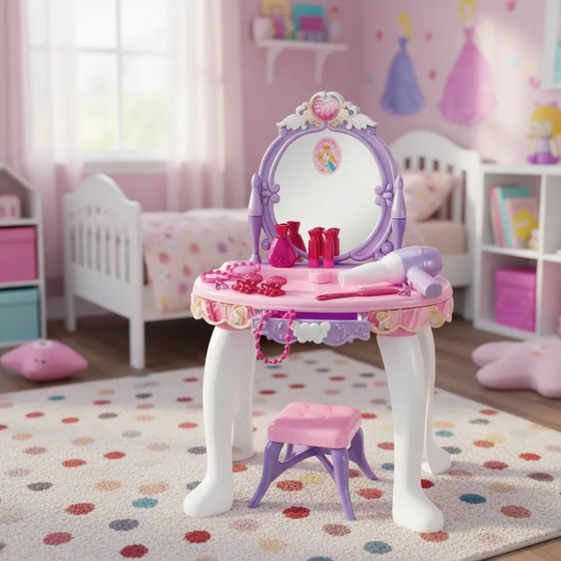 Tocador De Juguete Princesa Para Niña Con Accesorios Y Piso 1