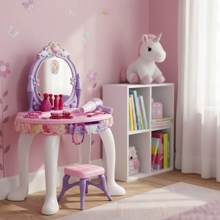 Tocador De Juguete Princesa Para Niña Con Accesorios Y Piso 2