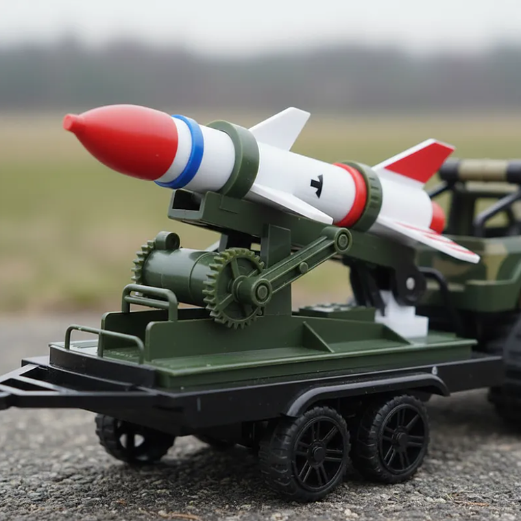 Camioneta Militar Juguete Con Remolque Lanzamisiles 45cm 3