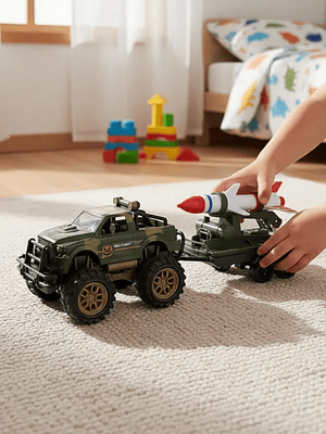 Camioneta Militar Juguete Con Remolque Lanzamisiles 45cm