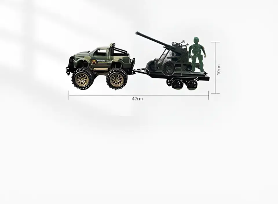 Set Juguete Camioneta Militar Con Cañón Y Soldado 42cm 5