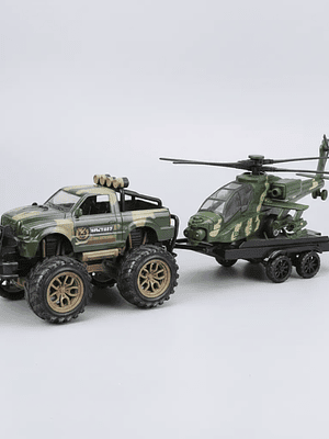 Set Juguete Militar Camioneta Y Helicóptero De Combate 45cm