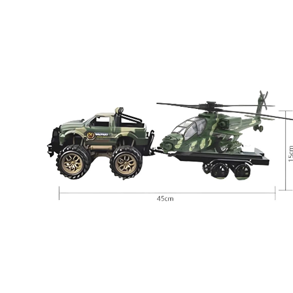 Set Juguete Militar Camioneta Y Helicóptero De Combate 45cm 4