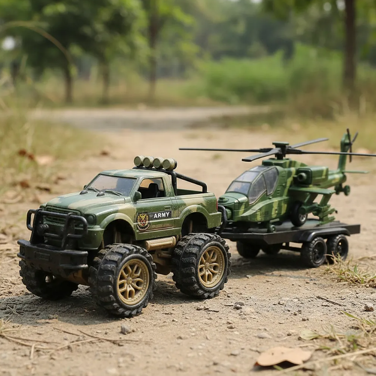 Set Juguete Militar Camioneta Y Helicóptero De Combate 45cm 5