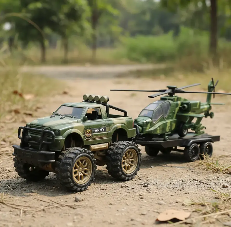 Set Juguete Militar Camioneta Y Helicóptero De Combate 45cm 5