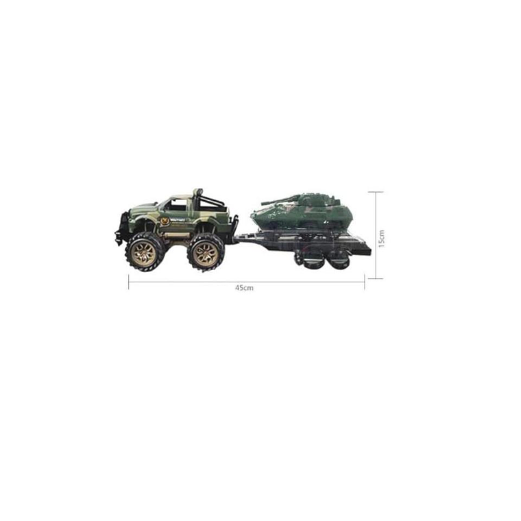 Set Juguete Camioneta Militar Con Tanque Y Remolque 45cm 5