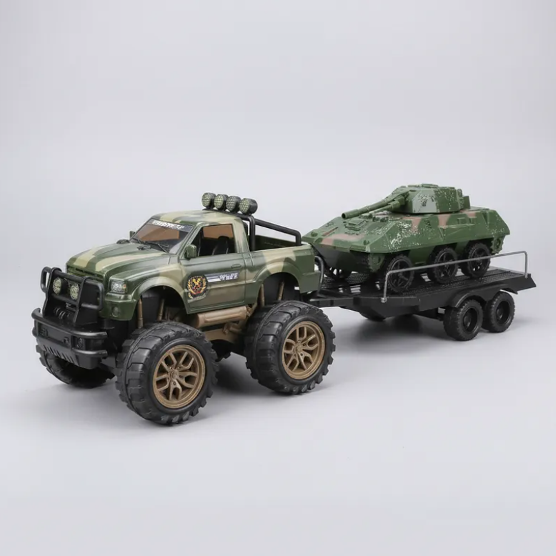 Set Juguete Camioneta Militar Con Tanque Y Remolque 45cm 2
