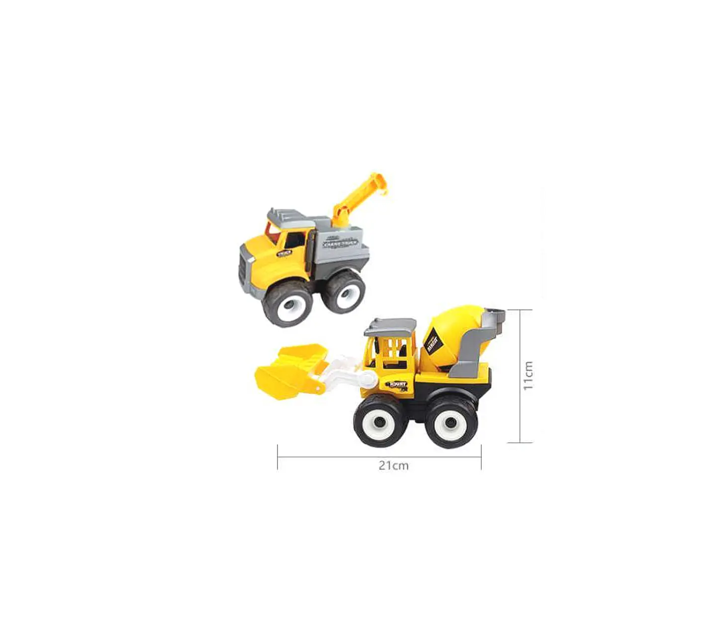 Set 2 Camiones De Construcción Juguete Grúa Y Betonera Niños 3