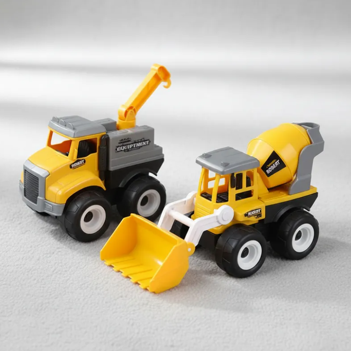 Set 2 Camiones De Construcción Juguete Grúa Y Betonera Niños 4