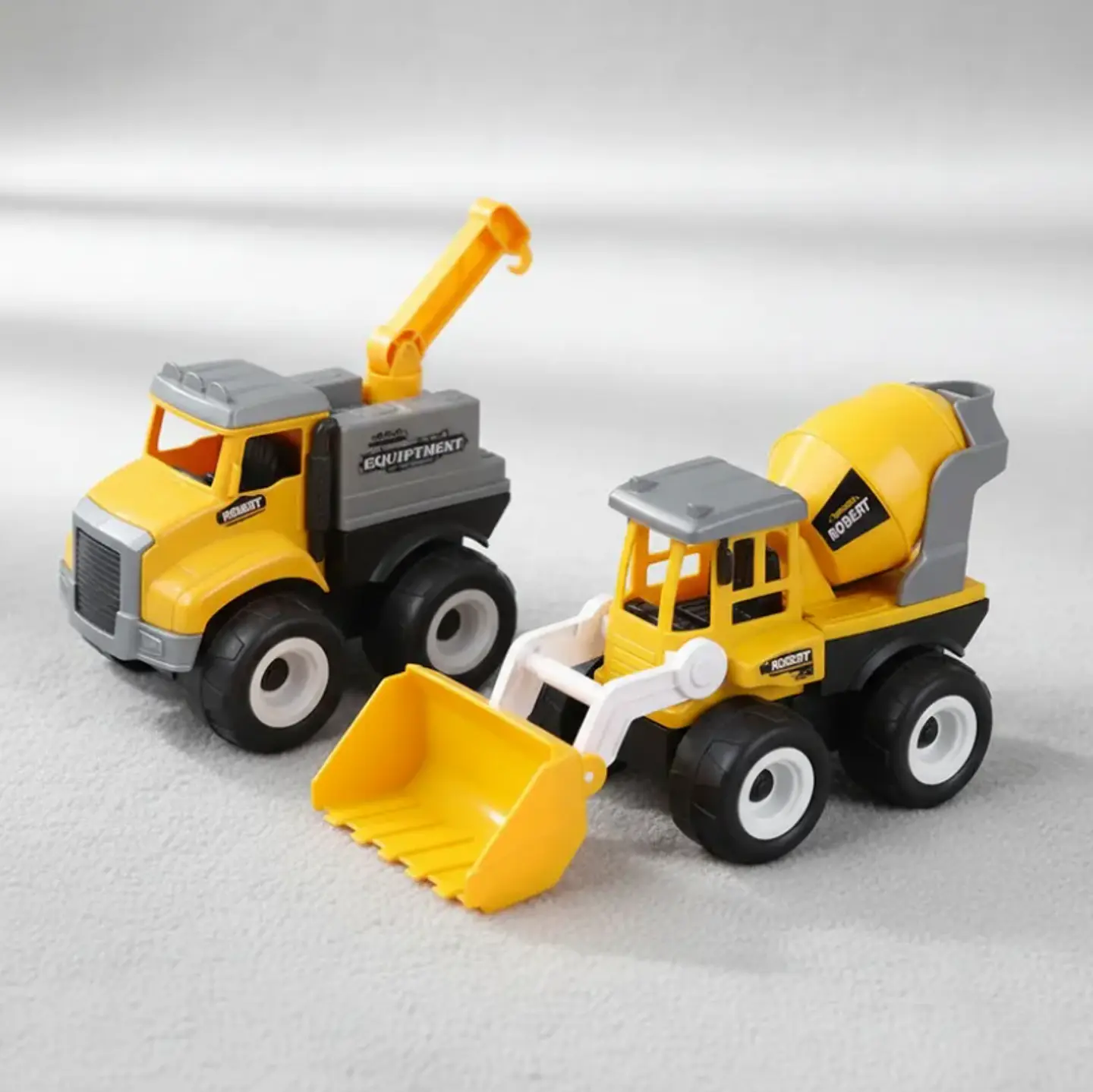 Set 2 Camiones De Construcción Juguete Grúa Y Betonera Niños 4