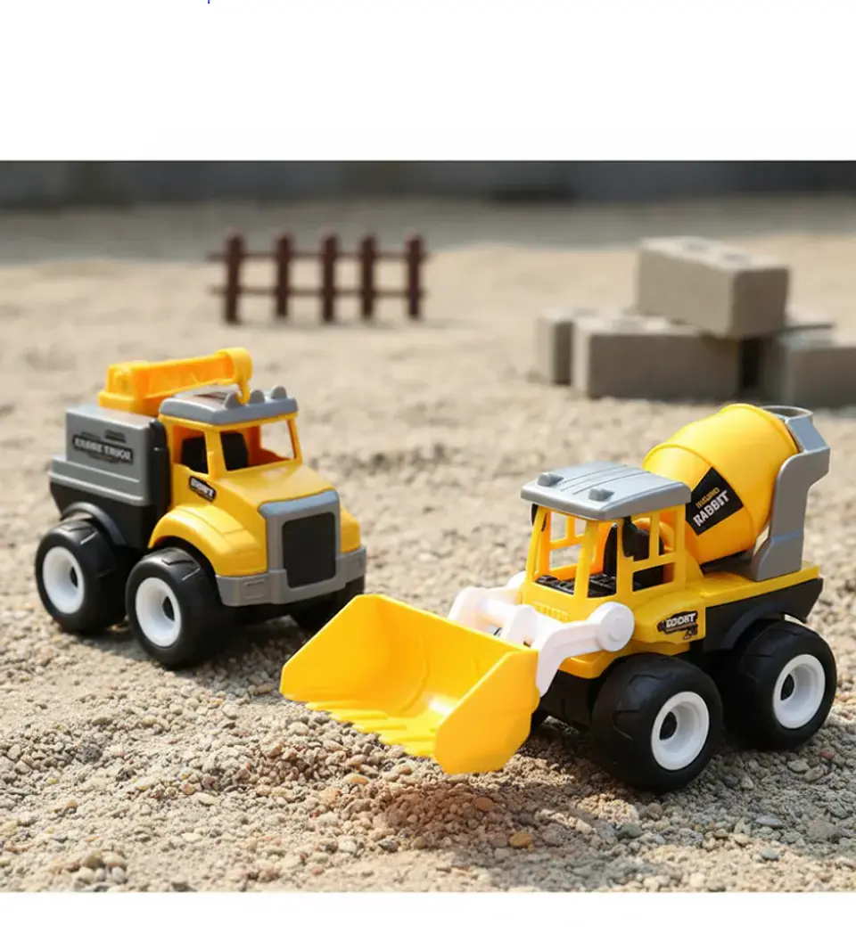 Set 2 Camiones De Construcción Juguete Grúa Y Betonera Niños 5
