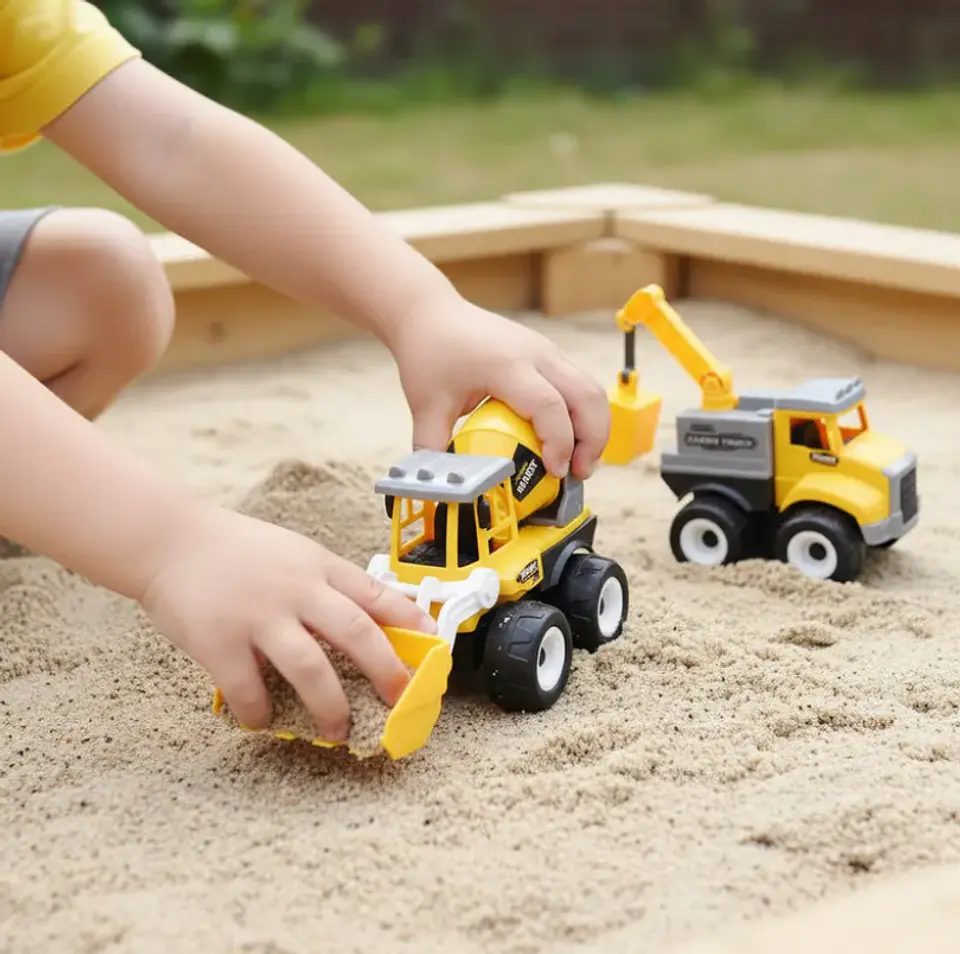 Set 2 Camiones De Construcción Juguete Grúa Y Betonera Niños 1