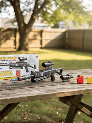 Rifle Juguete Lanzador De Dardos Con Mira Y 8 Dardos Espuma