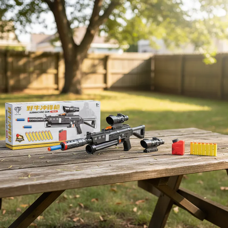 Rifle Juguete Lanzador De Dardos Con Mira Y 8 Dardos Espuma 1