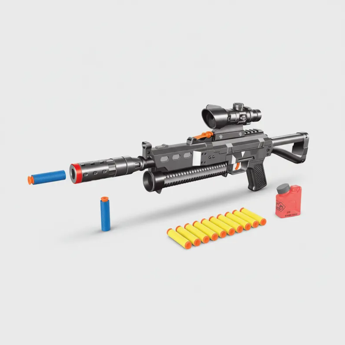 Rifle Juguete Lanzador De Dardos Con Mira Y 8 Dardos Espuma 2