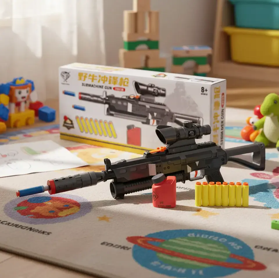 Rifle Juguete Lanzador De Dardos Con Mira Y 8 Dardos Espuma 3