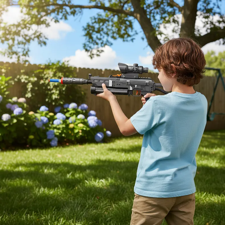 Rifle Juguete Lanzador De Dardos Con Mira Y 8 Dardos Espuma 4