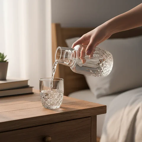 Jarra Con Vaso De Vidrio diseño rombos 18cm