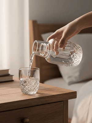 Jarra Con Vaso De Vidrio diseño rombos 18cm