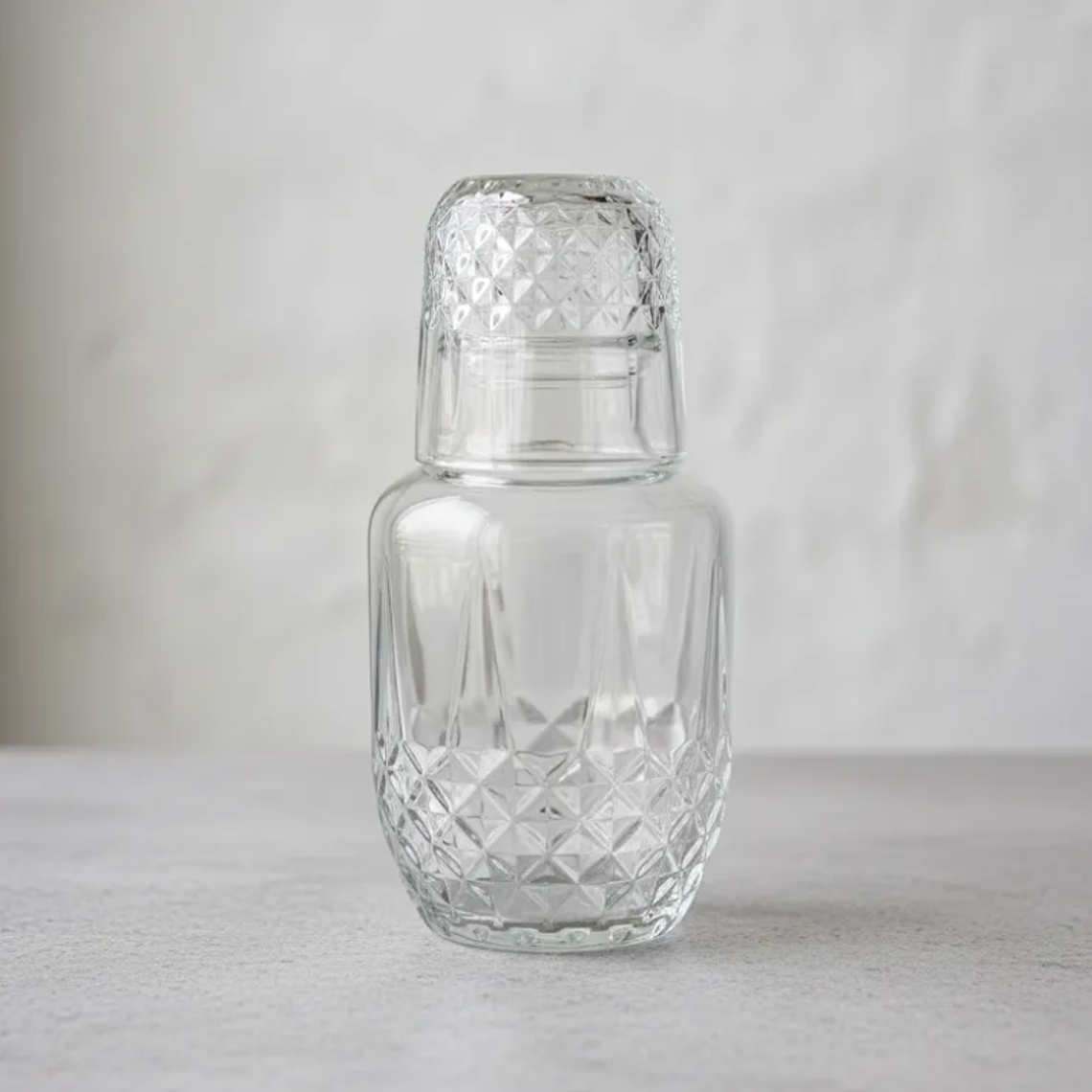 Jarra Con Vaso De Vidrio diseño rombos 18cm 2