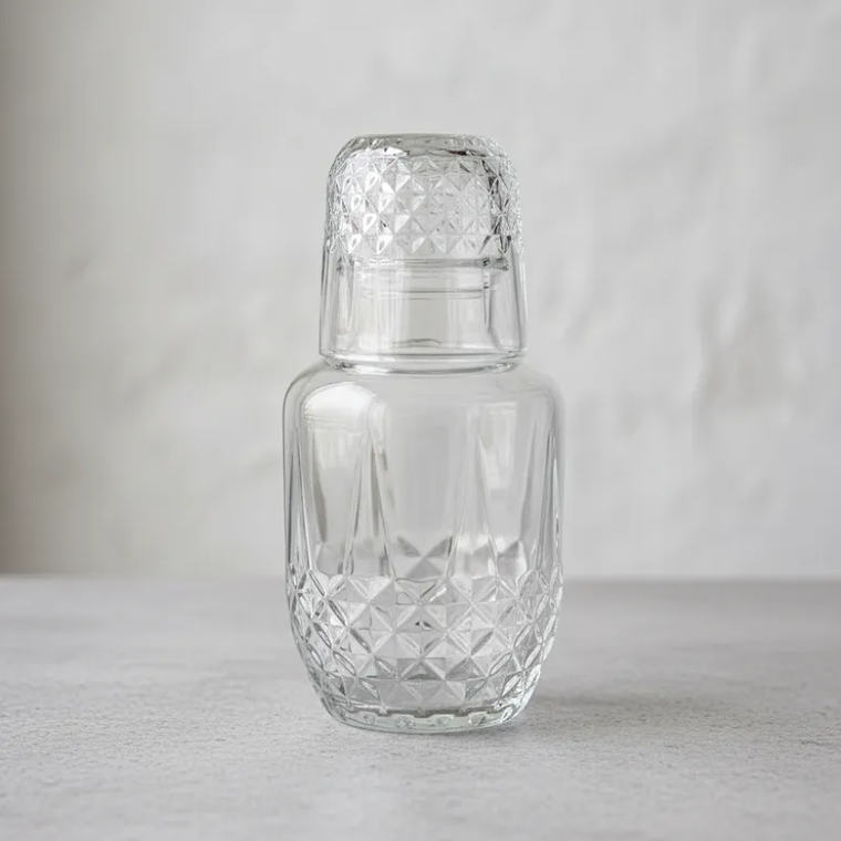 Jarra Con Vaso De Vidrio diseño rombos 18cm 2
