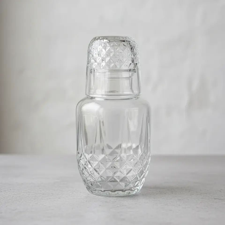 Jarra Con Vaso De Vidrio diseño rombos 18cm 2