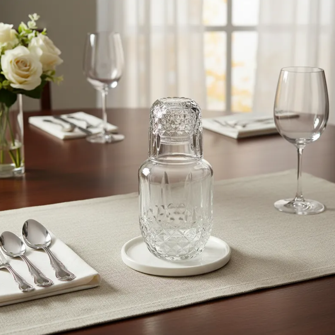 Jarra Con Vaso De Vidrio diseño rombos 18cm 5