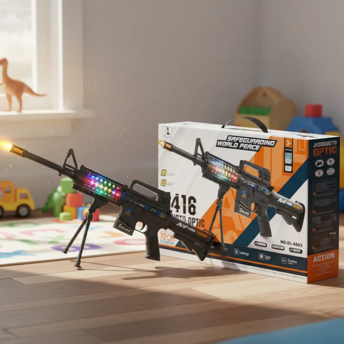 Rifle Metralleta De Juguete M4A1 Con Luz, Sonido Y Trípode 1