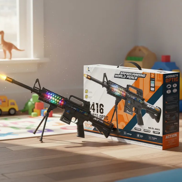 Rifle Metralleta De Juguete M4A1 Con Luz, Sonido Y Trípode 1