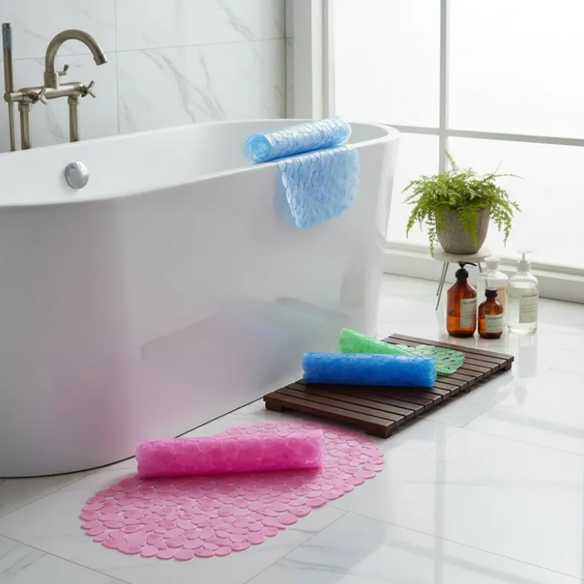 Alfombra antideslizante para baño 65x35 cm con ventosas 1