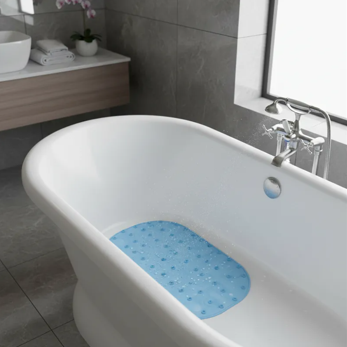 Alfombra antideslizante para baño 65x35 cm con ventosas 2