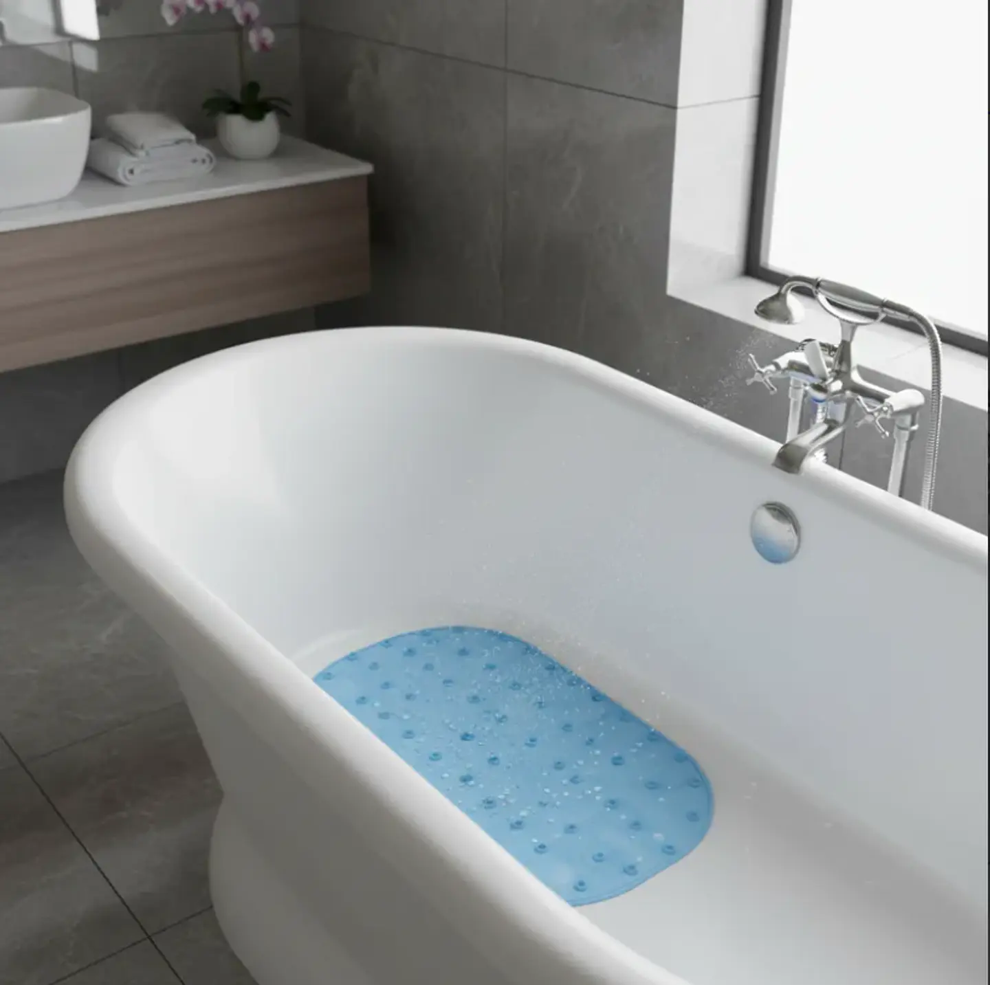 Alfombra antideslizante para baño 65x35 cm con ventosas 2