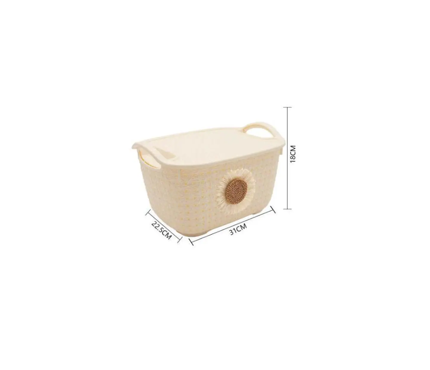 Cesta organizadora plástica con tapa y asas girasol 5