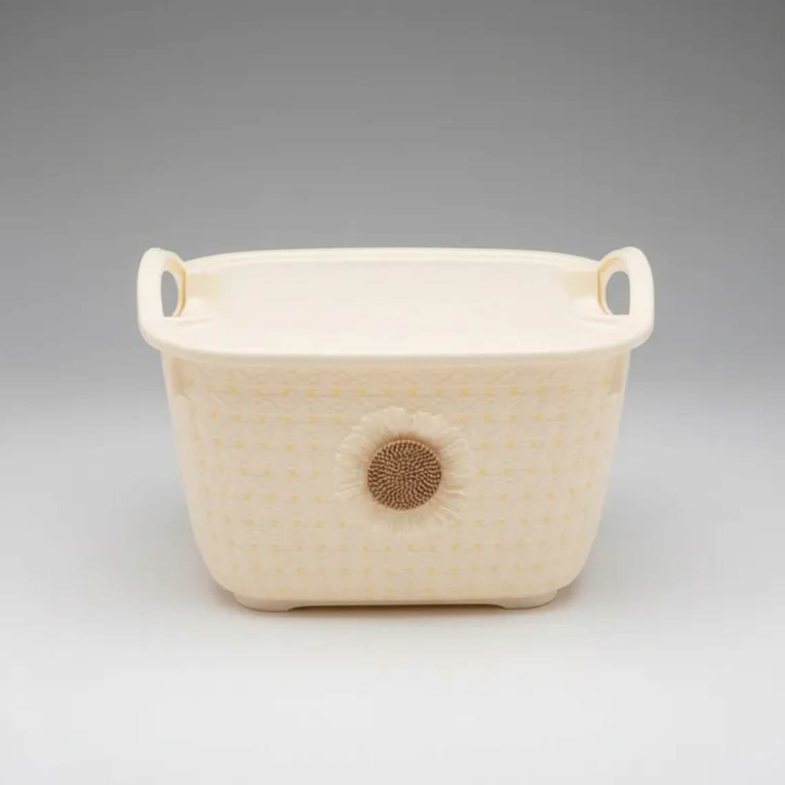 Canasto Organizador Con Tapa Y Asas Diseño Tejido 25x18x14cm 3