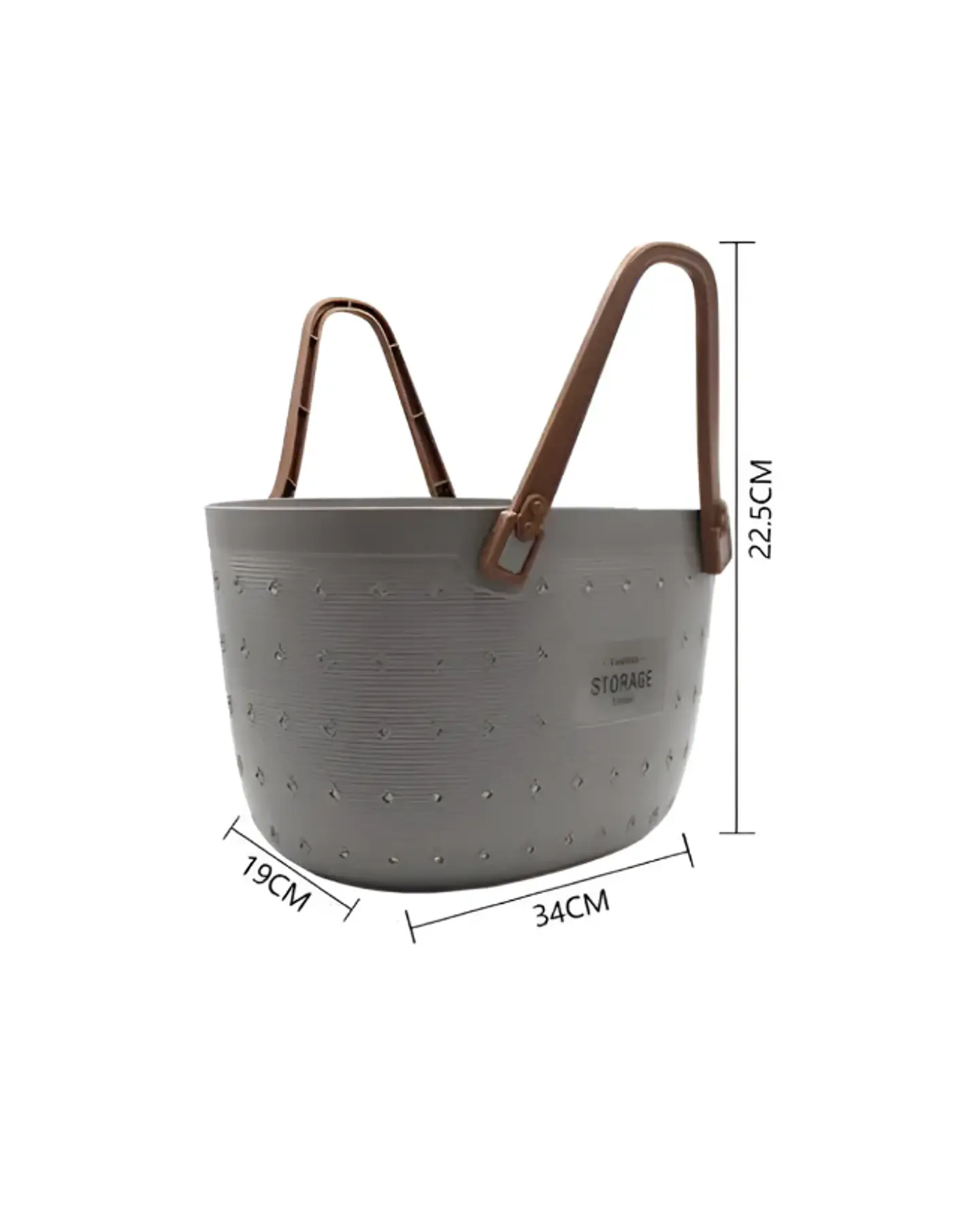 Canasto Organizador Plástico Gris blanco Con Asas 34x19x22cm 3