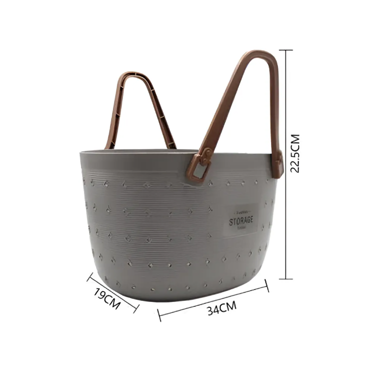 Canasto Organizador Plástico Gris blanco Con Asas 34x19x22cm 3